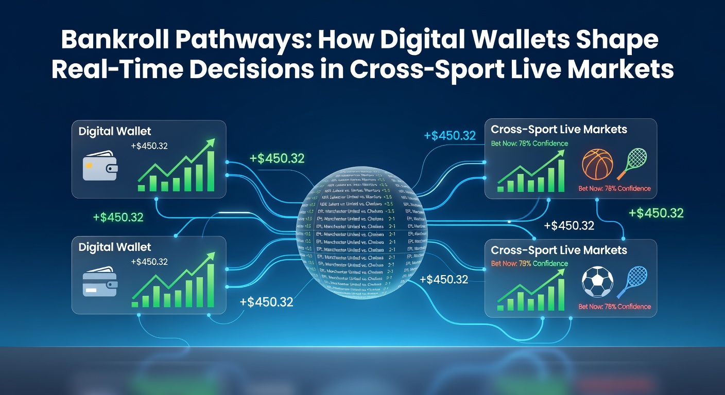 Digital wallet dashboard displaying instant transfers and live odds across multiple sports markets