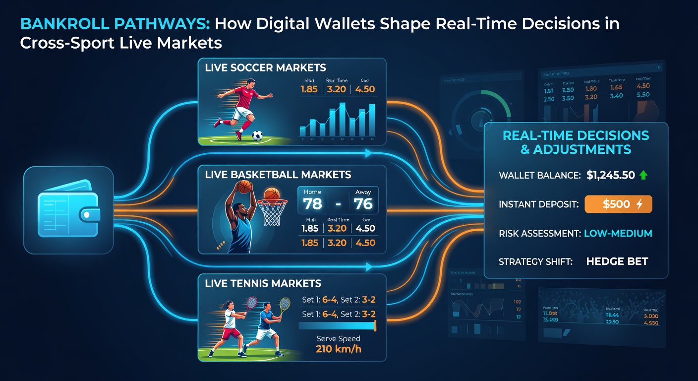 Mobile screen showing simultaneous live betting interfaces for soccer, basketball and tennis with wallet balance overlay
