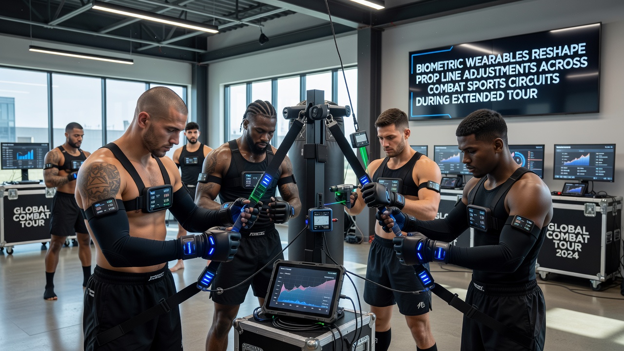 Data dashboard displaying biometric readings from multiple fighters during a tournament