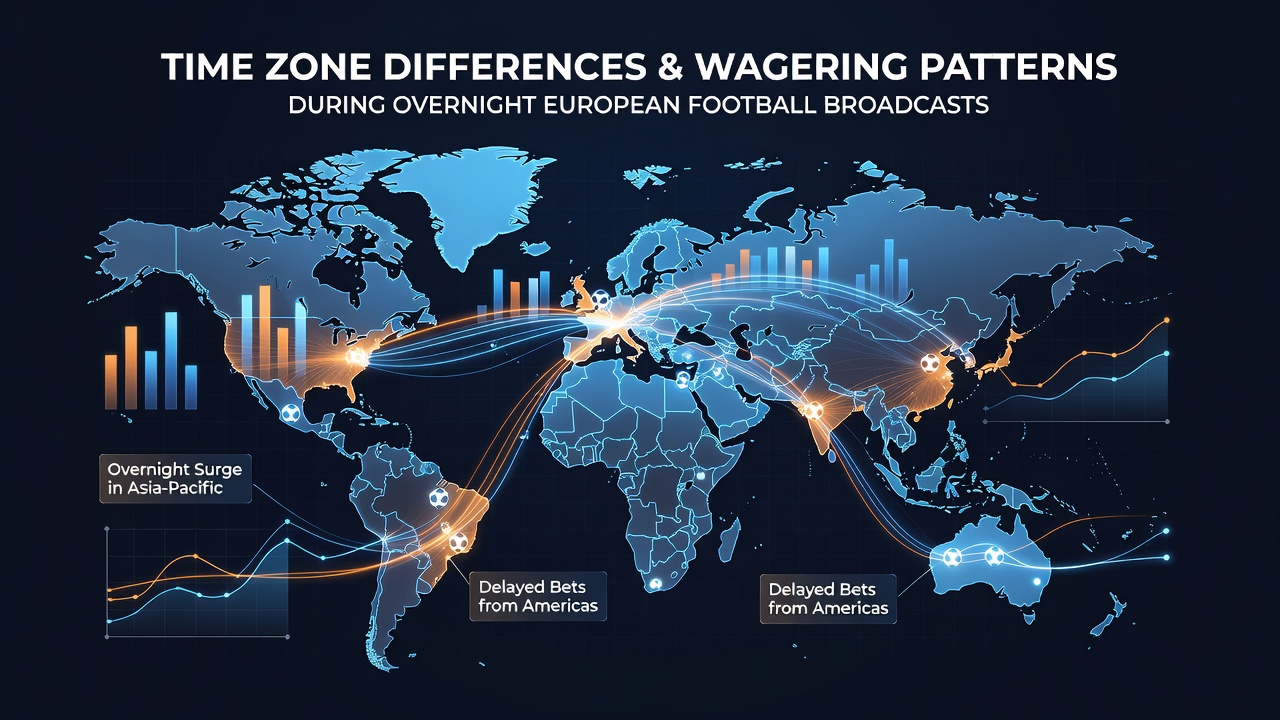 Chart displaying betting volume spikes aligned with European football match times viewed from Asian time zones