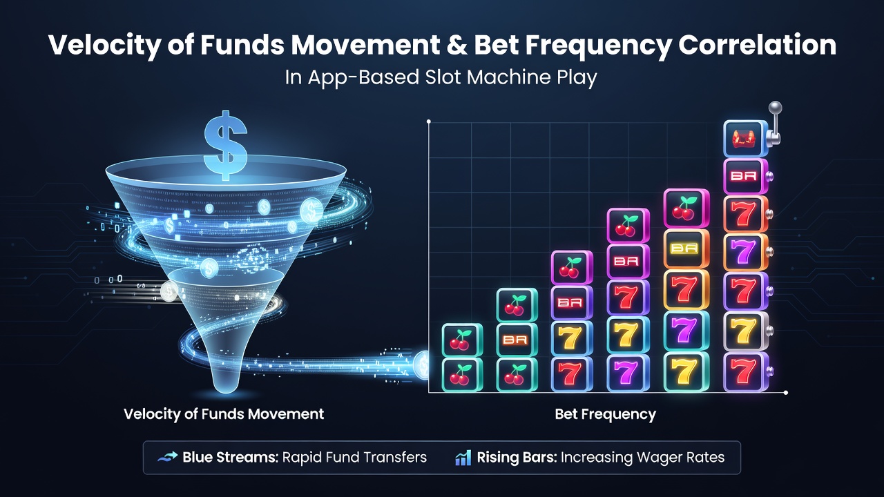 App-based slot machine interface showing transaction flow and bet activity metrics