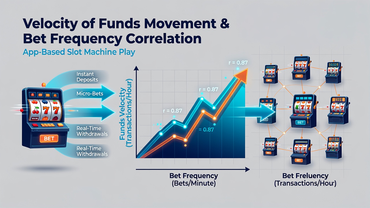 Data visualization of funds velocity trends alongside bet frequency patterns in slot applications